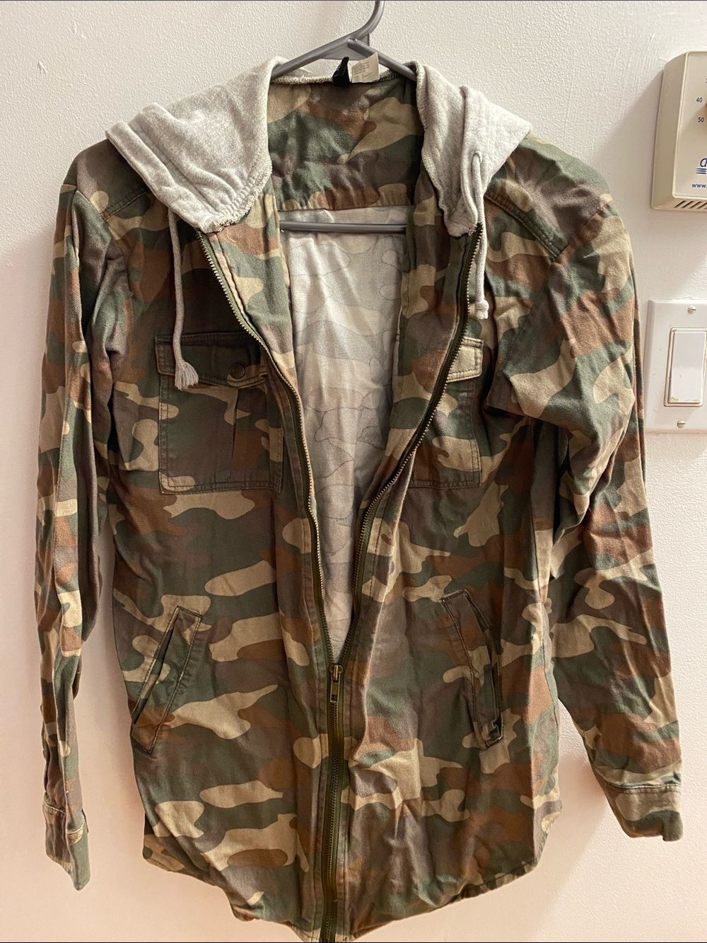 H&M Men's Camouflage Field Jacket with Gray Hooded Liner